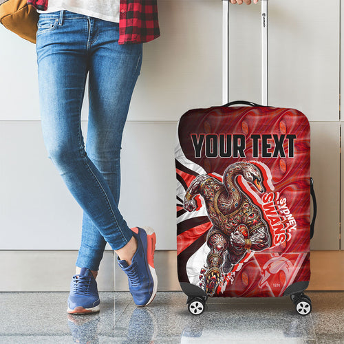 Personalised Sydney Swans Luggage Cover Trippy Psychedelic Abstract Art Mascot Football Fans