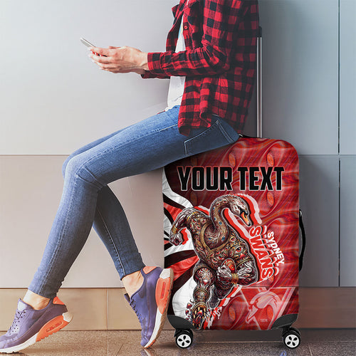 Personalised Sydney Swans Luggage Cover Trippy Psychedelic Abstract Art Mascot Football Fans