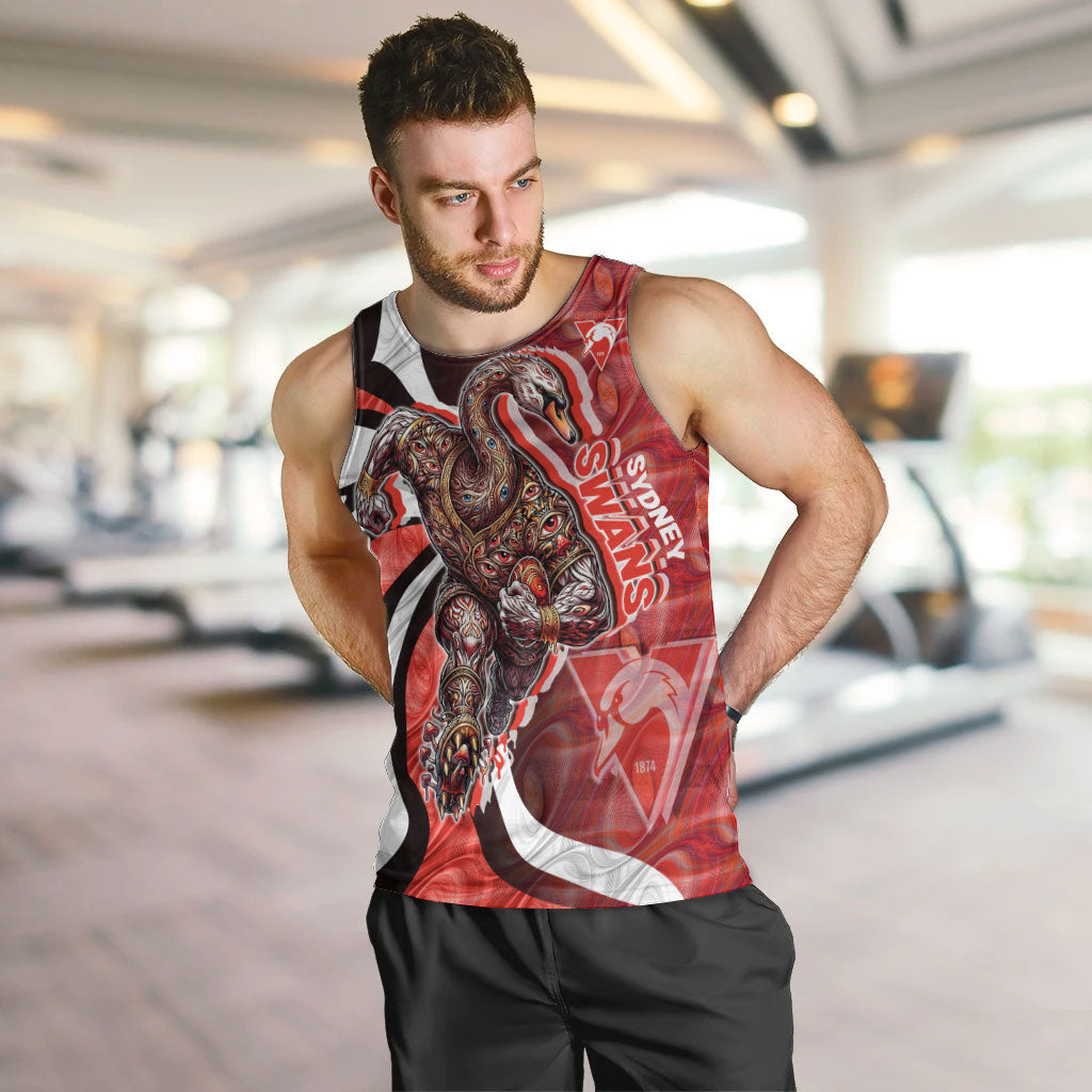 Personalised Sydney Swans Men Tank Top Trippy Psychedelic Abstract Art Mascot Football Fans