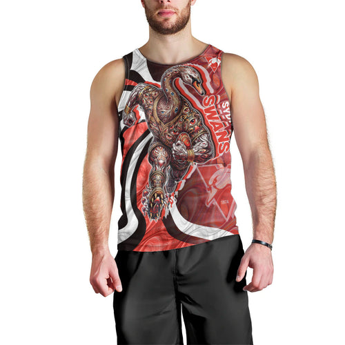 Personalised Sydney Swans Men Tank Top Trippy Psychedelic Abstract Art Mascot Football Fans