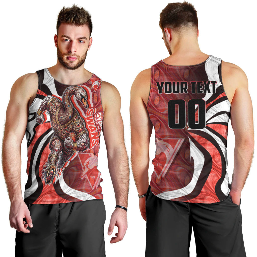 Personalised Sydney Swans Men Tank Top Trippy Psychedelic Abstract Art Mascot Football Fans
