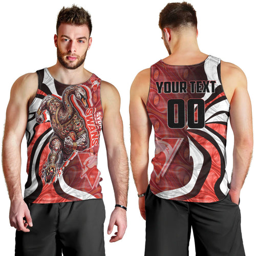 Personalised Sydney Swans Men Tank Top Trippy Psychedelic Abstract Art Mascot Football Fans