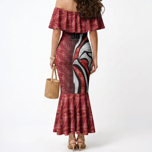 Personalised Sydney Swans Mermaid Dress Trippy Psychedelic Abstract Art Mascot Football Fans
