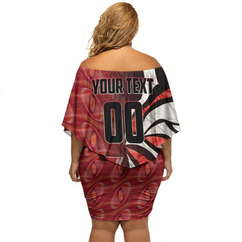 Personalised Sydney Swans Off Shoulder Short Dress Trippy Psychedelic Abstract Art Mascot Football Fans