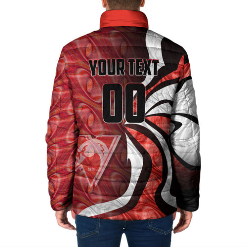 Personalised Sydney Swans Padded Jacket Trippy Psychedelic Abstract Art Mascot Football Fans
