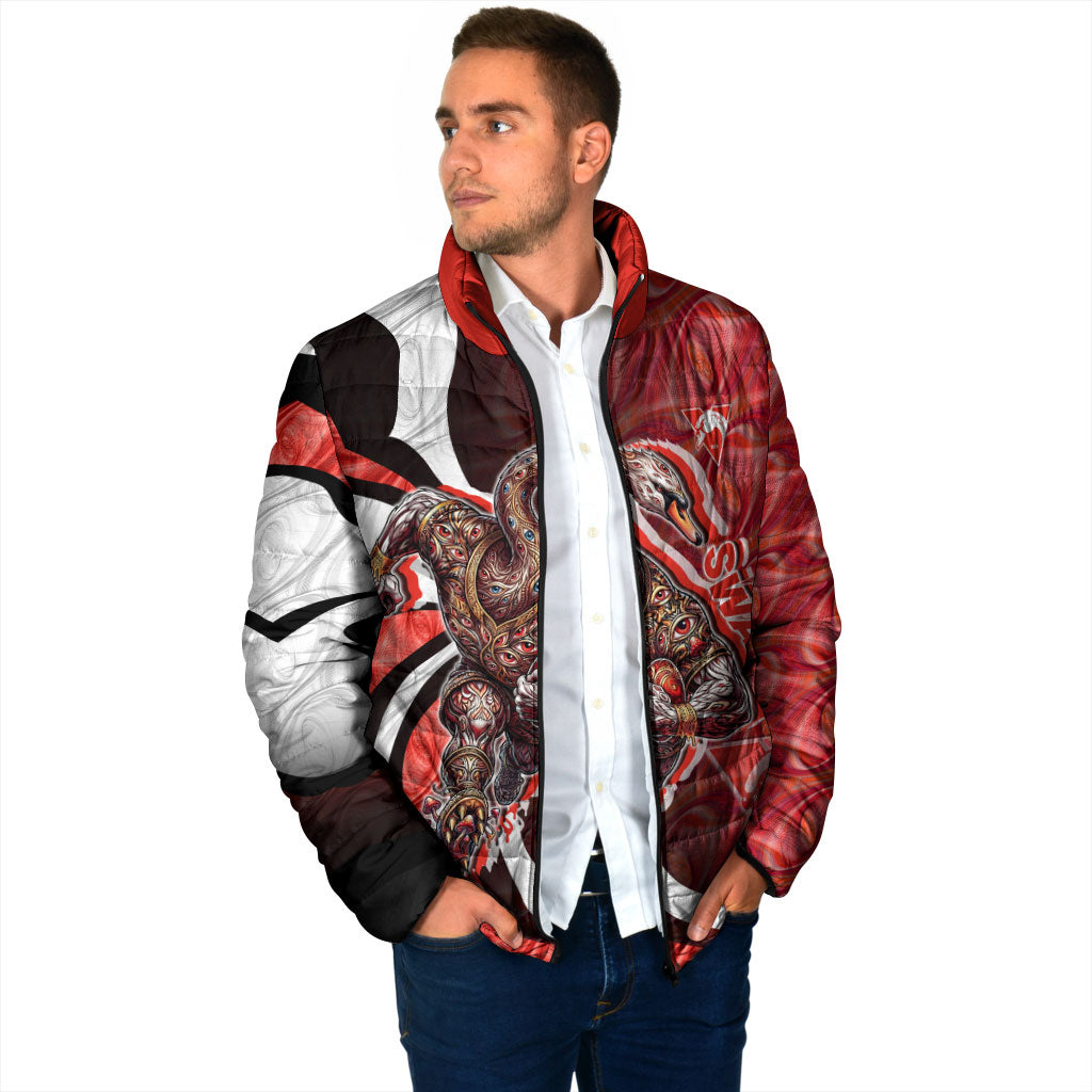Personalised Sydney Swans Padded Jacket Trippy Psychedelic Abstract Art Mascot Football Fans