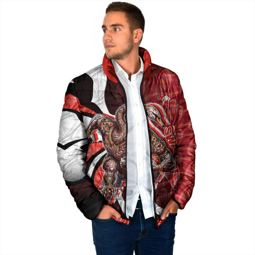 Personalised Sydney Swans Padded Jacket Trippy Psychedelic Abstract Art Mascot Football Fans