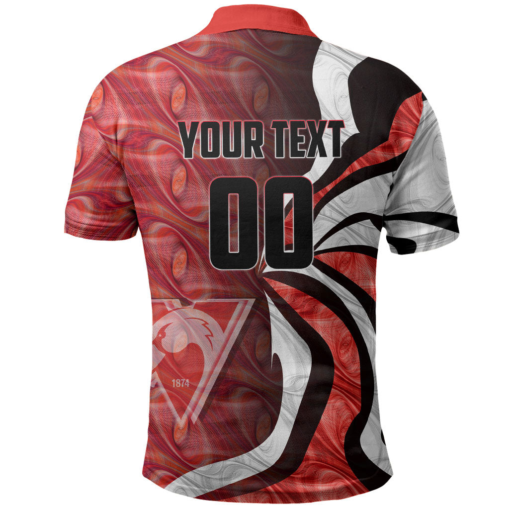 Personalised Sydney Swans Polo Shirt Trippy Psychedelic Abstract Art Mascot Football Fans