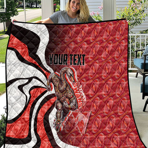Personalised Sydney Swans Quilt Trippy Psychedelic Abstract Art Mascot Football Fans