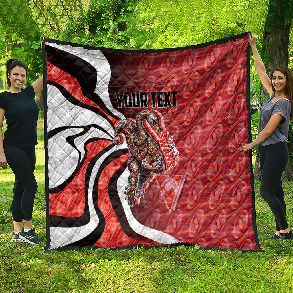 Personalised Sydney Swans Quilt Trippy Psychedelic Abstract Art Mascot Football Fans