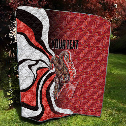 Personalised Sydney Swans Quilt Trippy Psychedelic Abstract Art Mascot Football Fans