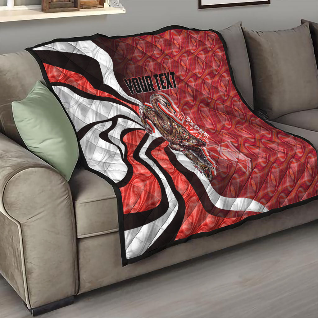 Personalised Sydney Swans Quilt Trippy Psychedelic Abstract Art Mascot Football Fans