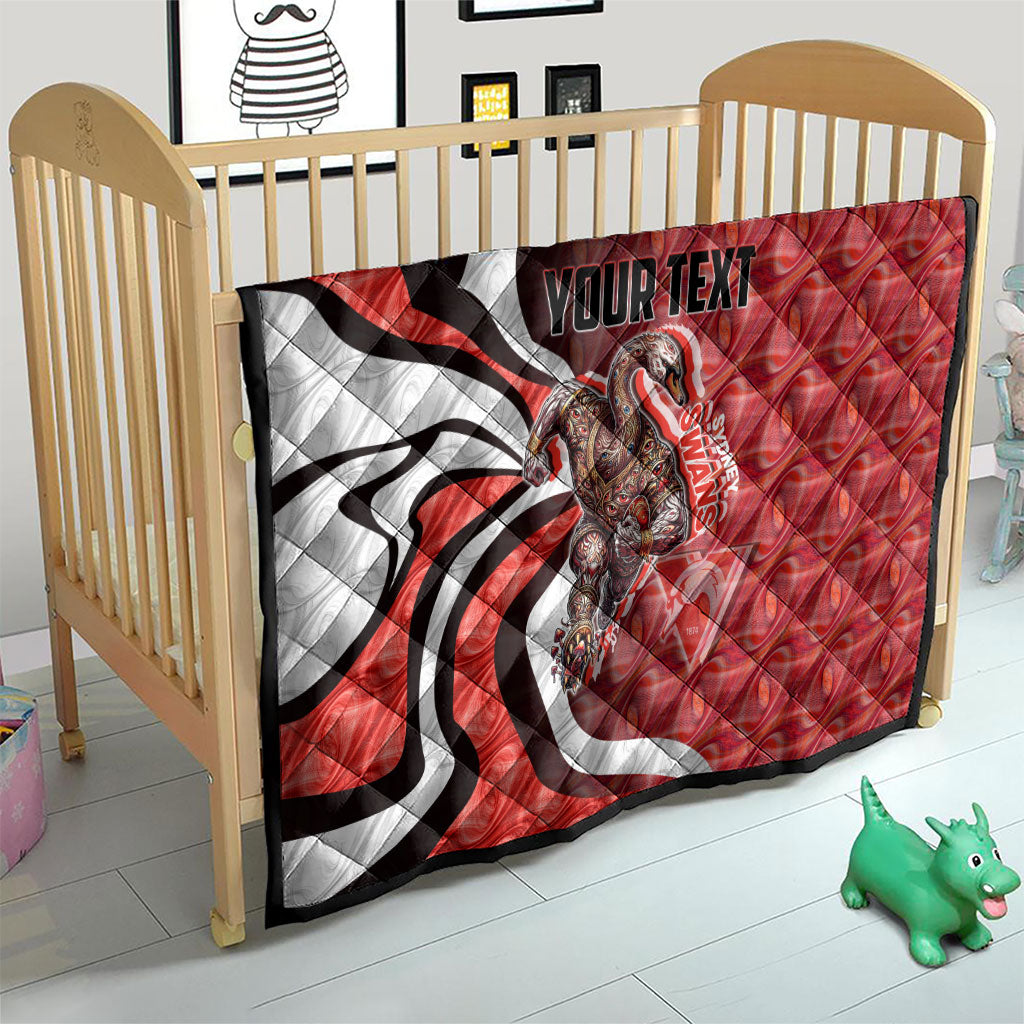 Personalised Sydney Swans Quilt Trippy Psychedelic Abstract Art Mascot Football Fans