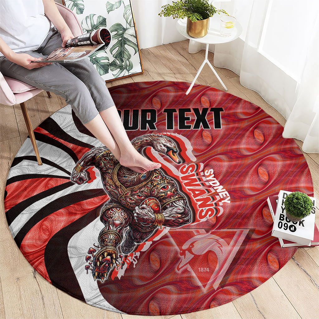 Personalised Sydney Swans Round Carpet Trippy Psychedelic Abstract Art Mascot Football Fans