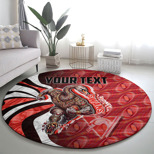 Personalised Sydney Swans Round Carpet Trippy Psychedelic Abstract Art Mascot Football Fans