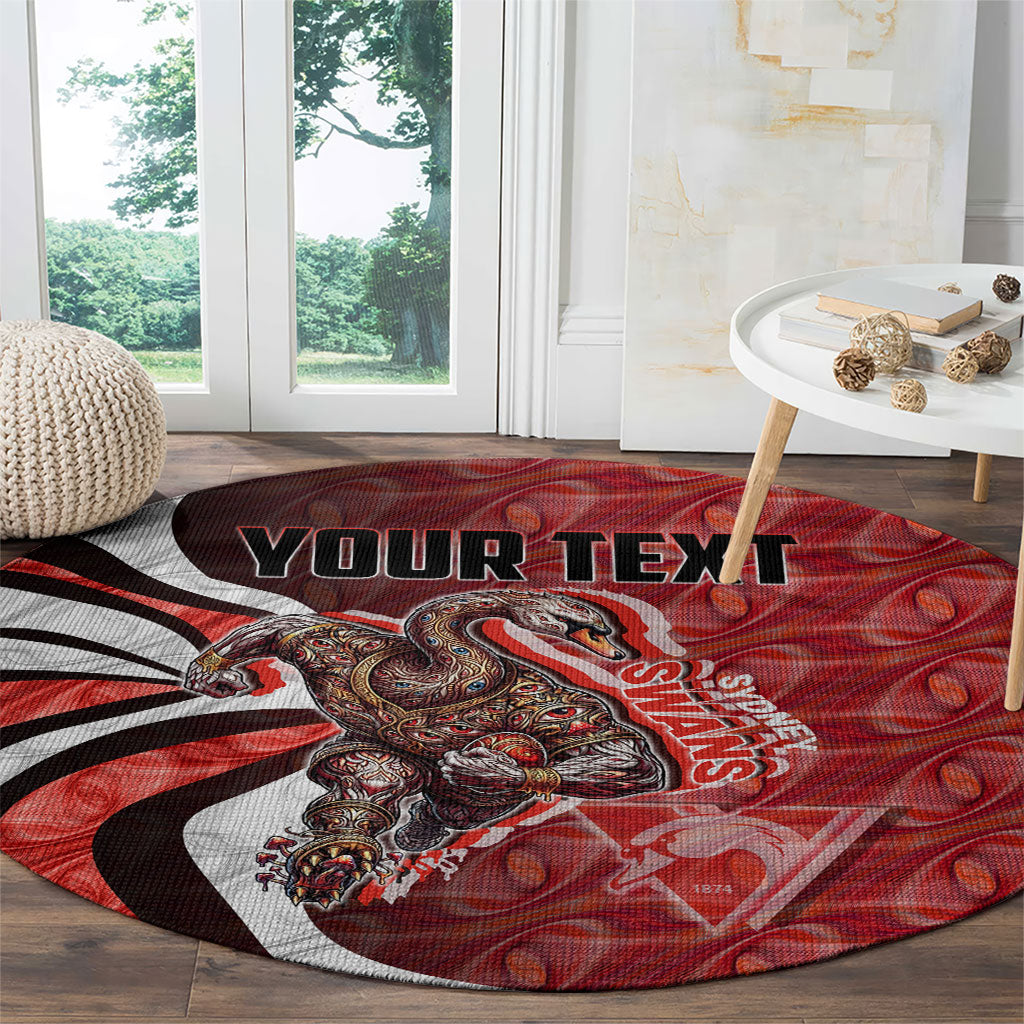 Personalised Sydney Swans Round Carpet Trippy Psychedelic Abstract Art Mascot Football Fans