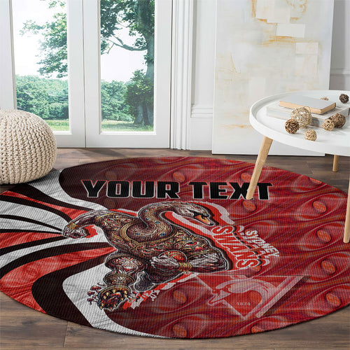 Personalised Sydney Swans Round Carpet Trippy Psychedelic Abstract Art Mascot Football Fans