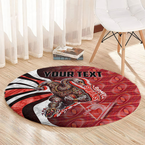 Personalised Sydney Swans Round Carpet Trippy Psychedelic Abstract Art Mascot Football Fans