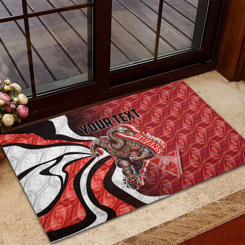 Personalised Sydney Swans Rubber Doormat Trippy Psychedelic Abstract Art Mascot Football Fans