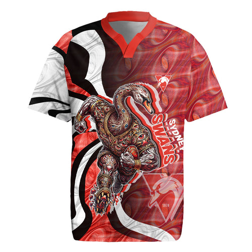 Personalised Sydney Swans Rugby Jersey Trippy Psychedelic Abstract Art Mascot Football Fans