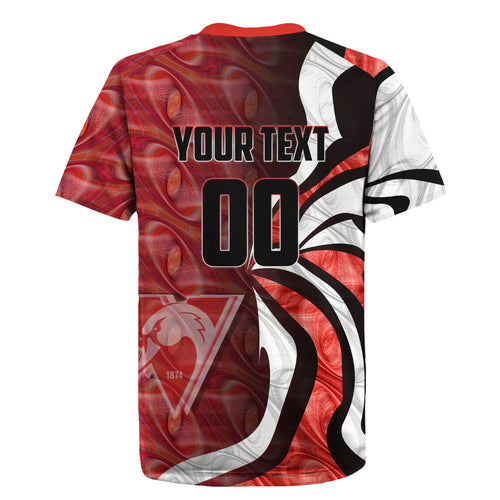 Personalised Sydney Swans Rugby Jersey Trippy Psychedelic Abstract Art Mascot Football Fans