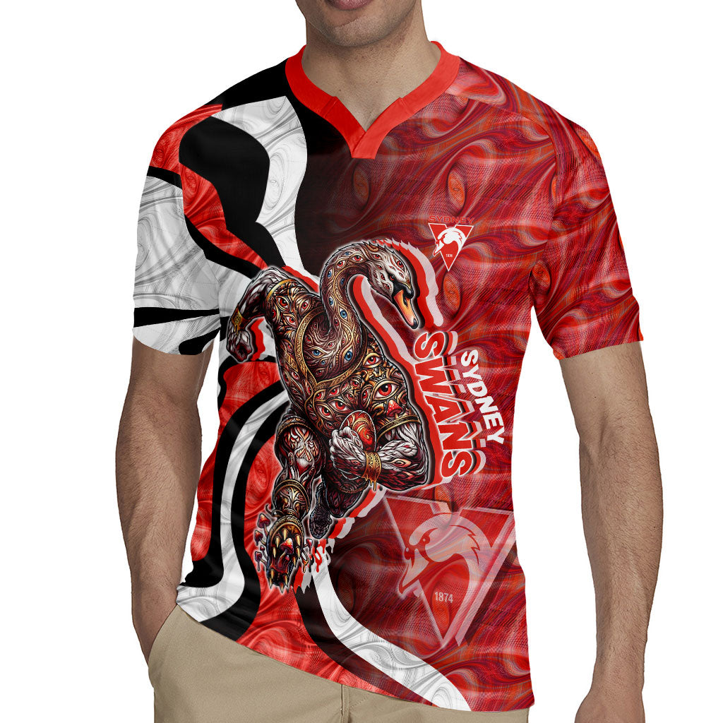 Personalised Sydney Swans Rugby Jersey Trippy Psychedelic Abstract Art Mascot Football Fans
