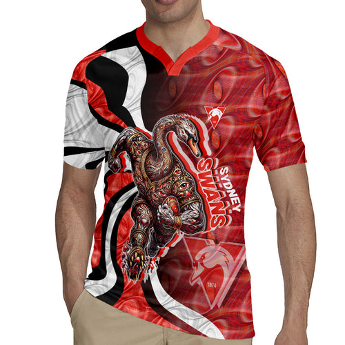 Personalised Sydney Swans Rugby Jersey Trippy Psychedelic Abstract Art Mascot Football Fans