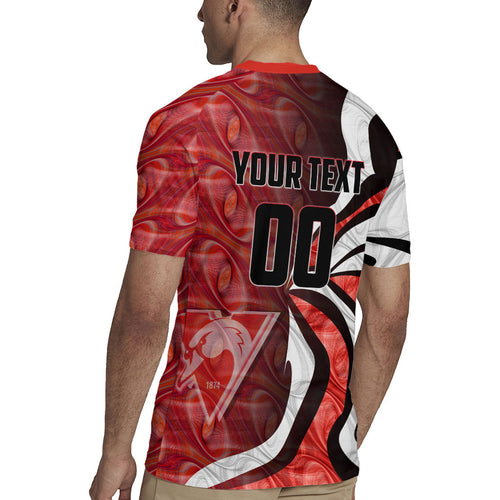 Personalised Sydney Swans Rugby Jersey Trippy Psychedelic Abstract Art Mascot Football Fans
