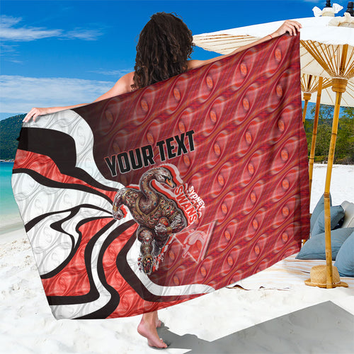 Personalised Sydney Swans Sarong Trippy Psychedelic Abstract Art Mascot Football Fans