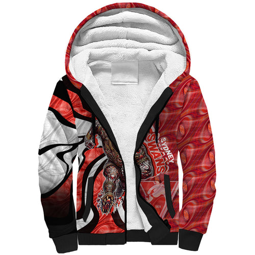 Personalised Sydney Swans Sherpa Hoodie Trippy Psychedelic Abstract Art Mascot Football Fans