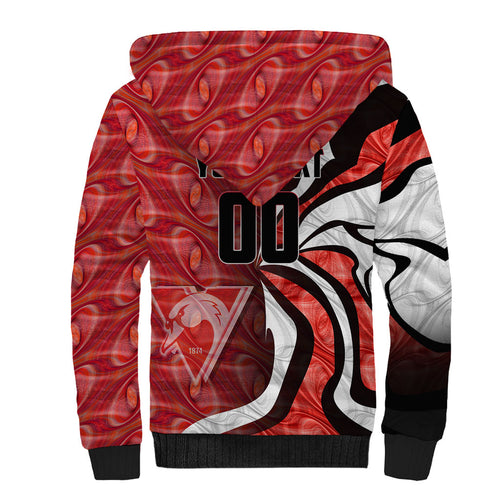 Personalised Sydney Swans Sherpa Hoodie Trippy Psychedelic Abstract Art Mascot Football Fans