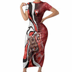 Personalised Sydney Swans Short Sleeve Bodycon Dress Trippy Psychedelic Abstract Art Mascot Football Fans