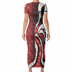 Personalised Sydney Swans Short Sleeve Bodycon Dress Trippy Psychedelic Abstract Art Mascot Football Fans