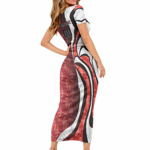 Personalised Sydney Swans Short Sleeve Bodycon Dress Trippy Psychedelic Abstract Art Mascot Football Fans