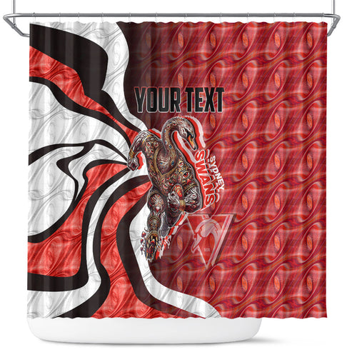 Personalised Sydney Swans Shower Curtain Trippy Psychedelic Abstract Art Mascot Football Fans