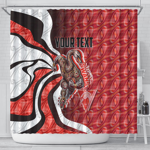 Personalised Sydney Swans Shower Curtain Trippy Psychedelic Abstract Art Mascot Football Fans
