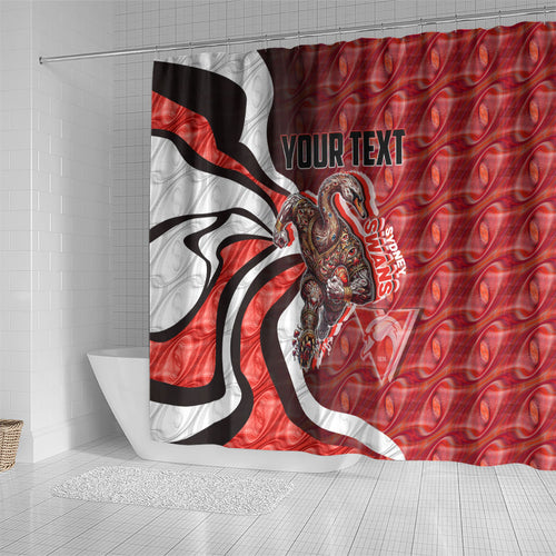 Personalised Sydney Swans Shower Curtain Trippy Psychedelic Abstract Art Mascot Football Fans