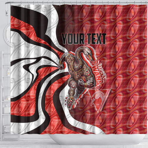 Personalised Sydney Swans Shower Curtain Trippy Psychedelic Abstract Art Mascot Football Fans