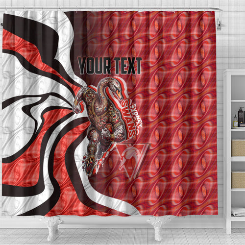 Personalised Sydney Swans Shower Curtain Trippy Psychedelic Abstract Art Mascot Football Fans