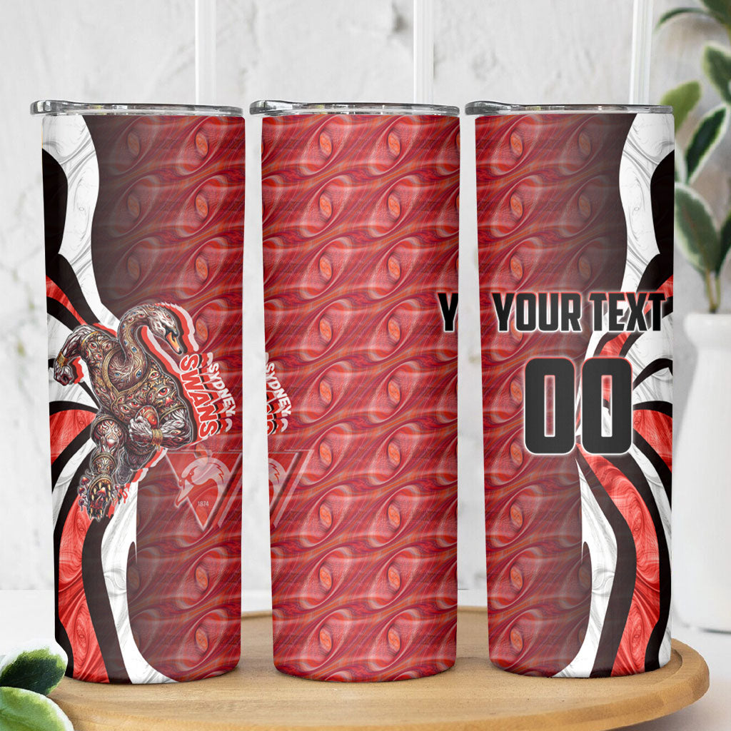 Personalised Sydney Swans Skinny Tumbler Trippy Psychedelic Abstract Art Mascot Football Fans
