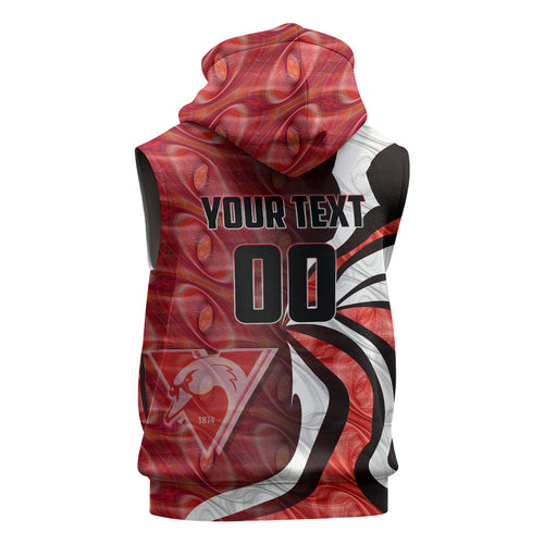 Personalised Sydney Swans Sleeveless Hoodie Trippy Psychedelic Abstract Art Mascot Football Fans