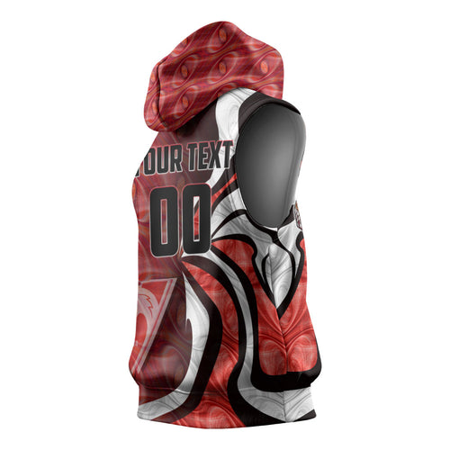Personalised Sydney Swans Sleeveless Hoodie Trippy Psychedelic Abstract Art Mascot Football Fans