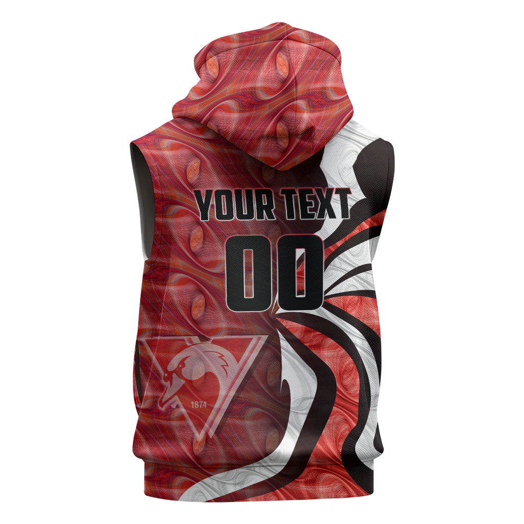 Personalised Sydney Swans Sleeveless Zip Hoodie Trippy Psychedelic Abstract Art Mascot Football Fans
