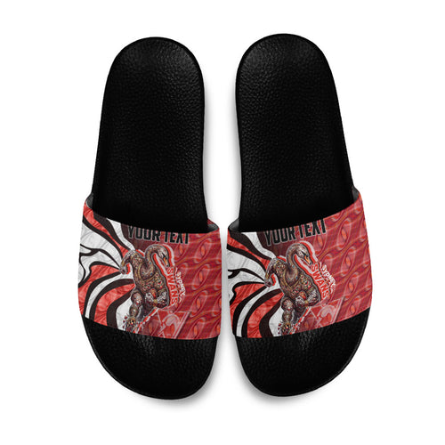 Personalised Sydney Swans Slide Sandals Trippy Psychedelic Abstract Art Mascot Football Fans