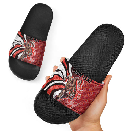Personalised Sydney Swans Slide Sandals Trippy Psychedelic Abstract Art Mascot Football Fans
