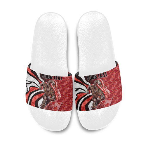 Personalised Sydney Swans Slide Sandals Trippy Psychedelic Abstract Art Mascot Football Fans