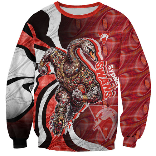Personalised Sydney Swans Sweatshirt Trippy Psychedelic Abstract Art Mascot Football Fans