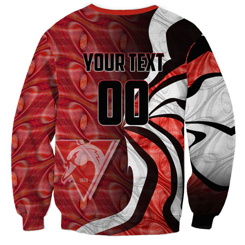 Personalised Sydney Swans Sweatshirt Trippy Psychedelic Abstract Art Mascot Football Fans