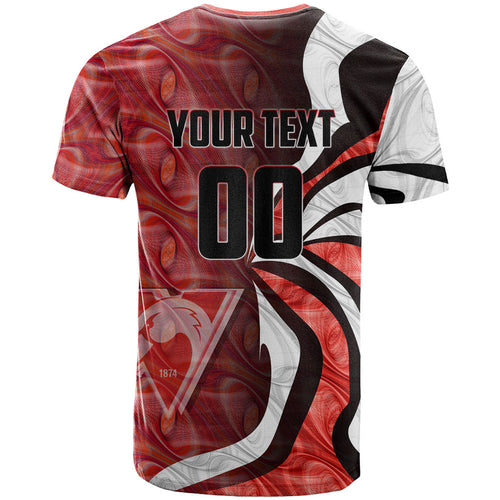 Personalised Sydney Swans T Shirt Trippy Psychedelic Abstract Art Mascot Football Fans