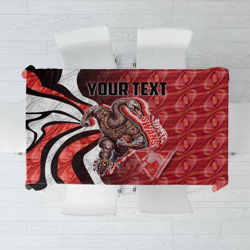 Personalised Sydney Swans Tablecloth Trippy Psychedelic Abstract Art Mascot Football Fans